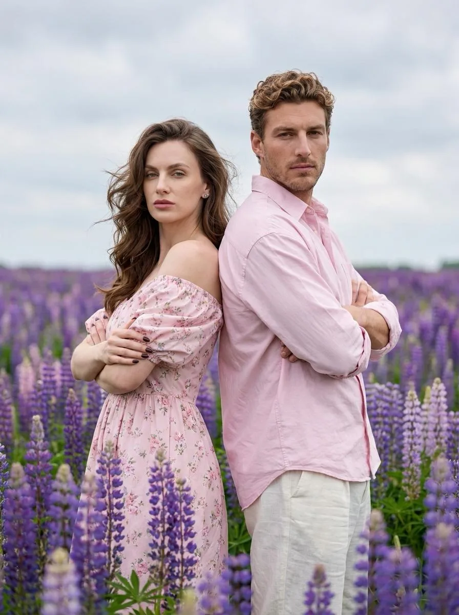 🖼 Woman and a man standing back to