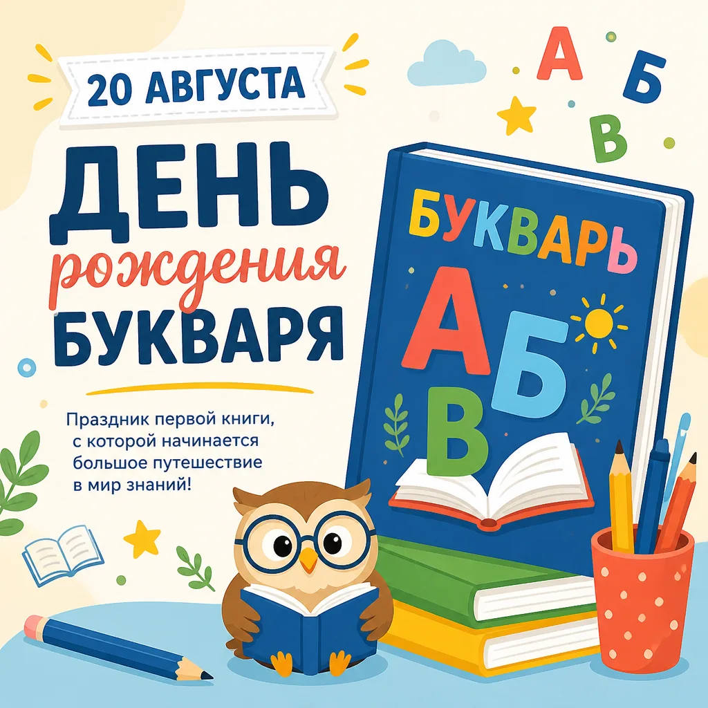 День рождения букваря отмечается 20 августа — в этот день в 1634 году на Московском печ...