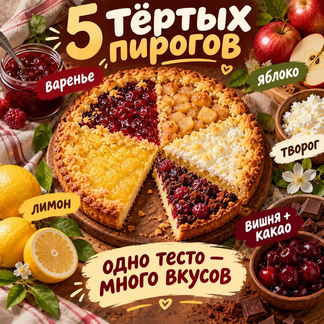 🥧 ОДИН ТЁРТЫЙ ПИРОГ — ПЯТЬ НАЧИНОК