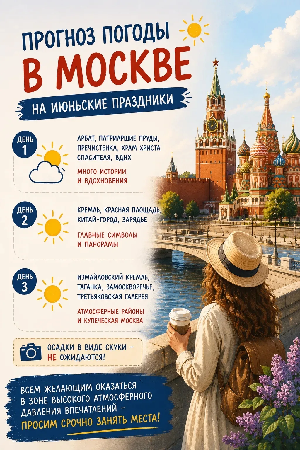 По сведениям гидрометцентра, на Москву надвигаются июньские праздники.