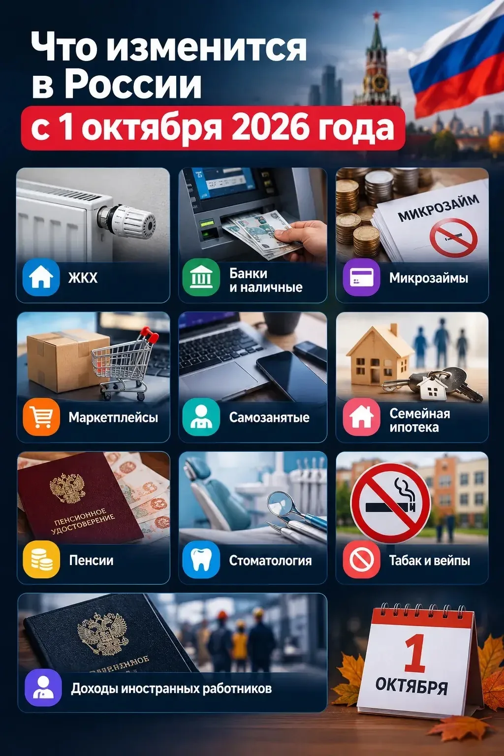 📌 Что изменится в России с 1 октября 2026 года