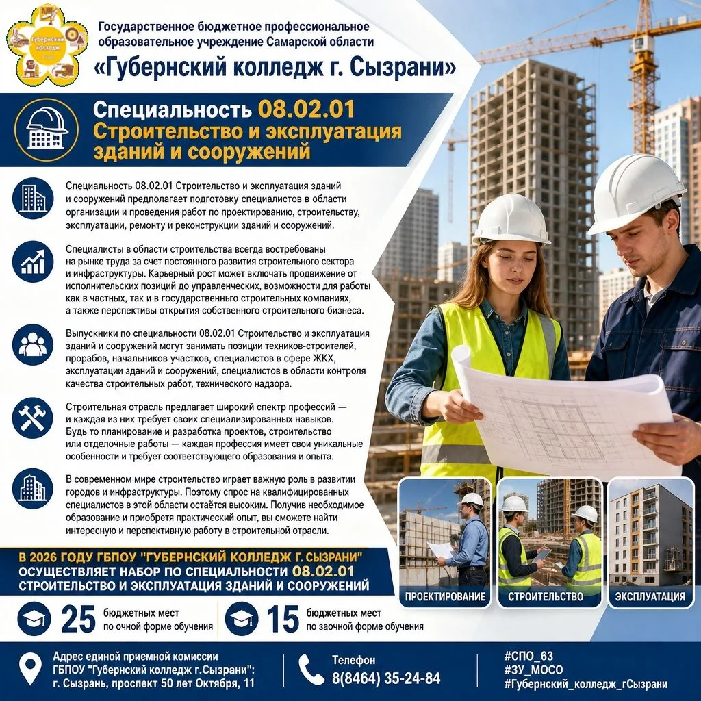 Адрес единой приемной комиссии ГБПОУ "Губернский колледж г.Сызрани": г. Сызрань, проспект 50 лет Окт