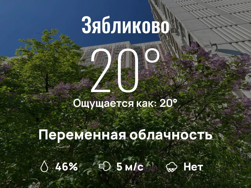 Что с погодой в Зябликово?