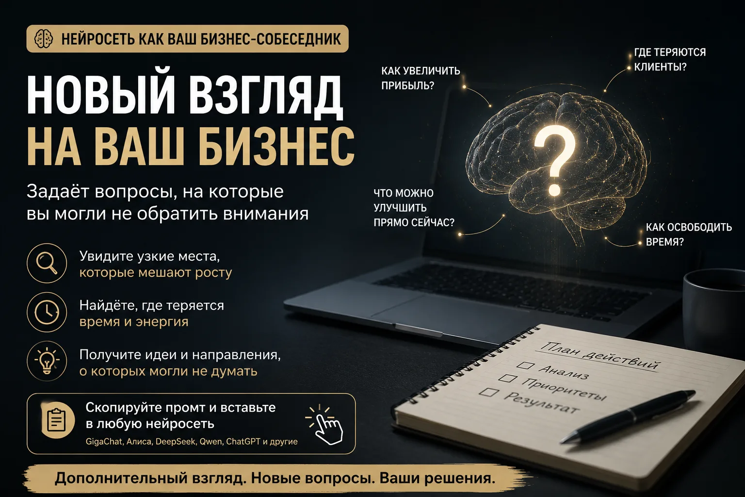 Большинство решений для бизнеса находятся у владельца бизнеса.

Проблема обычно не в отсутствии реше