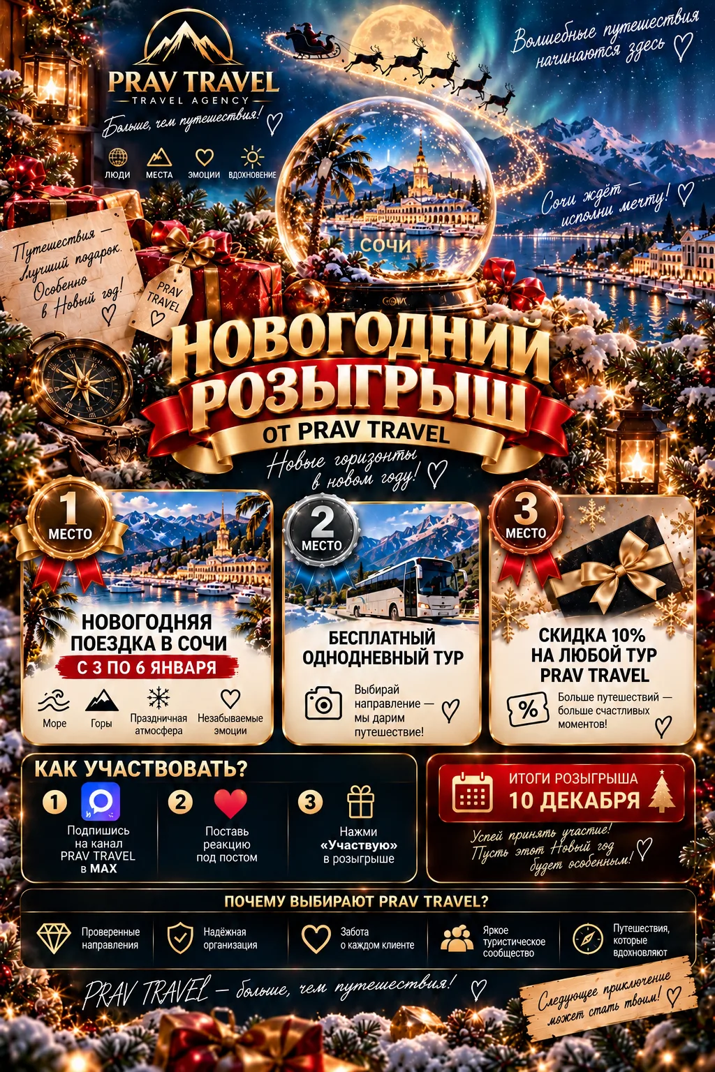 🎄✨ БОЛЬШОЙ НОВОГОДНИЙ РОЗЫГРЫШ ОТ PRAV TRAVEL! ✨🎄