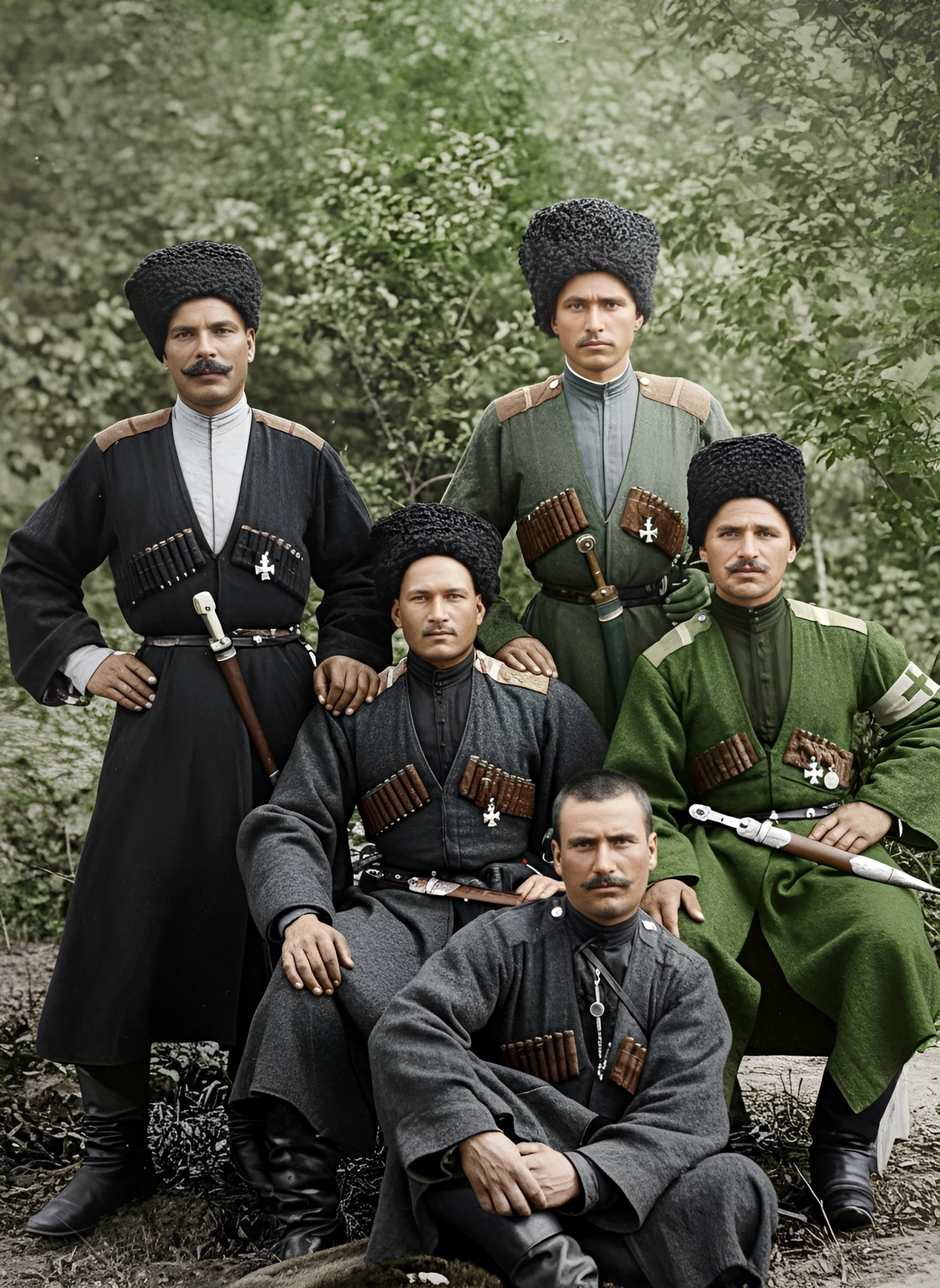 Фотография отображает терских казаков 2-го Волгского полка, действовавших на Западном ф...