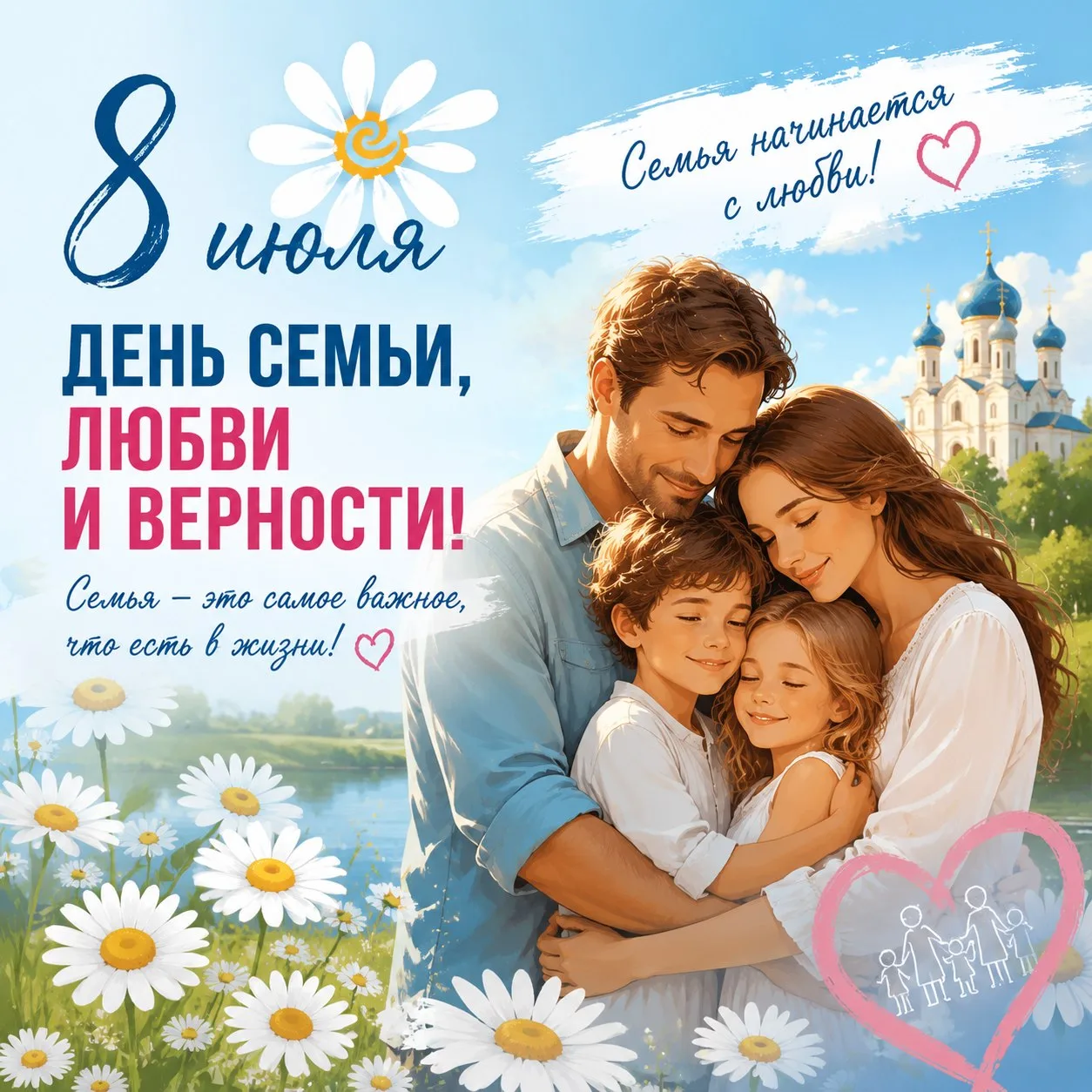 С Днём семьи, любви и верности! 🌼

Семья - это главное в жизни каждого. Желаем вам мира, взаимопони