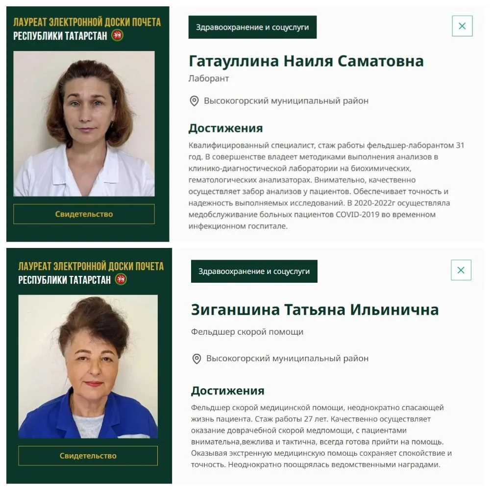 👏🏻 14 сотрудников Высокогорской ЦРБ занесены на Электронную доску почета Республики Т...