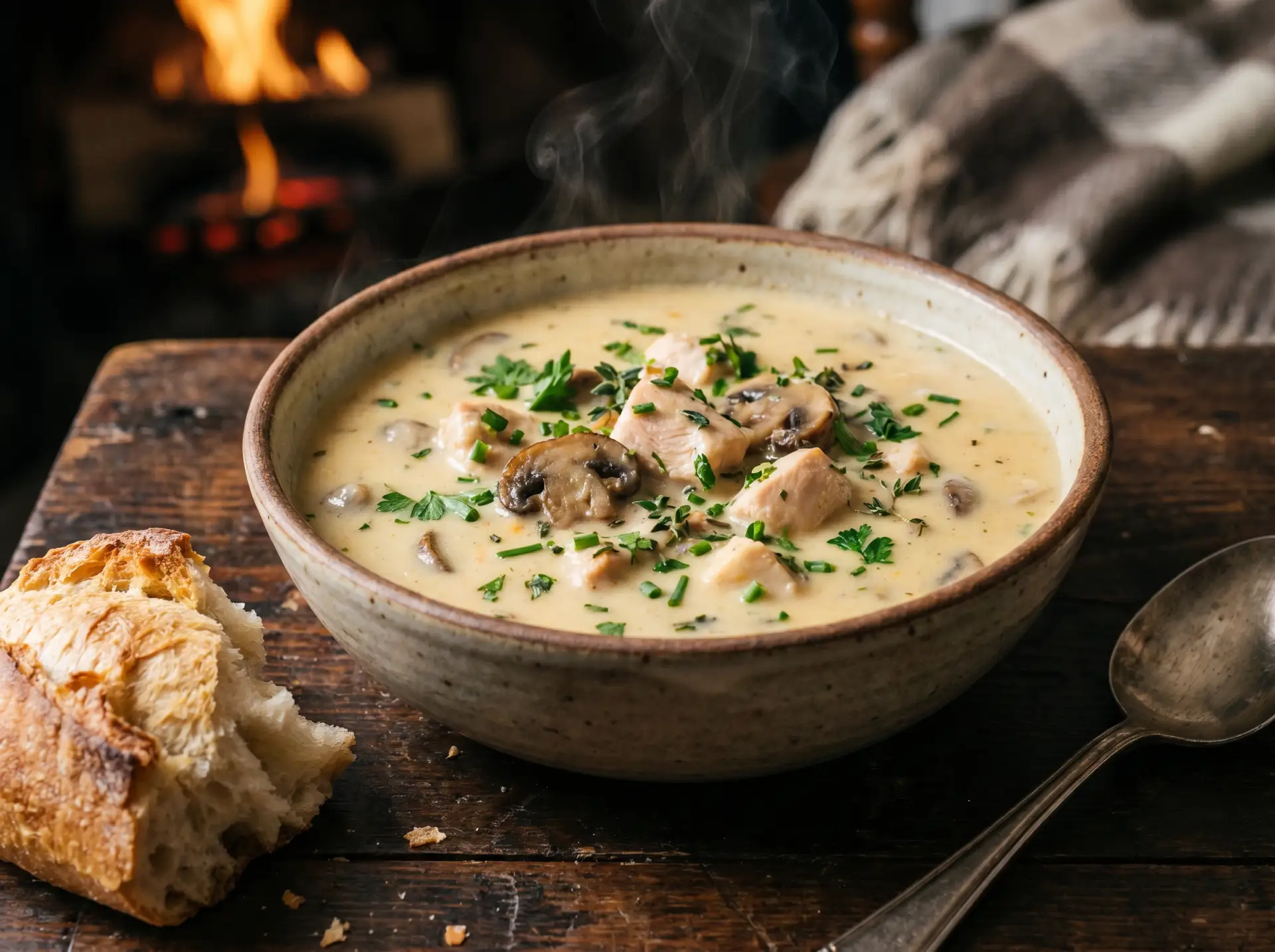 Сырный суп с грибами и курицей 🍄🍗

Ингредиенты (на кастрюлю 1,5 л): 
- Шампиньоны крупные 🍄 — 3 ш