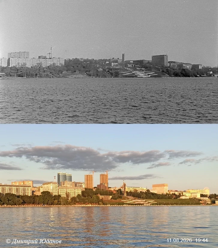 ПРОГУЛКИ ПО СТАРОМУ ИЖЕВСКУ. Было-стало. Вид на набережную и монумент. 1973-2026.