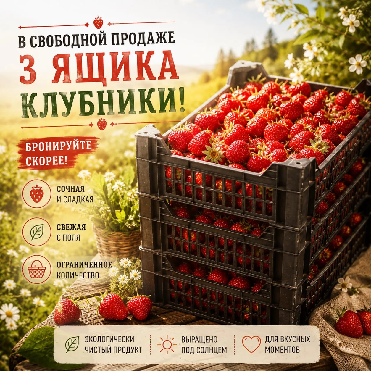 🍓В СВОБОДНОЙ ПРОДАЖЕ 3 ЯЩИКА КЛУБНИКИ!