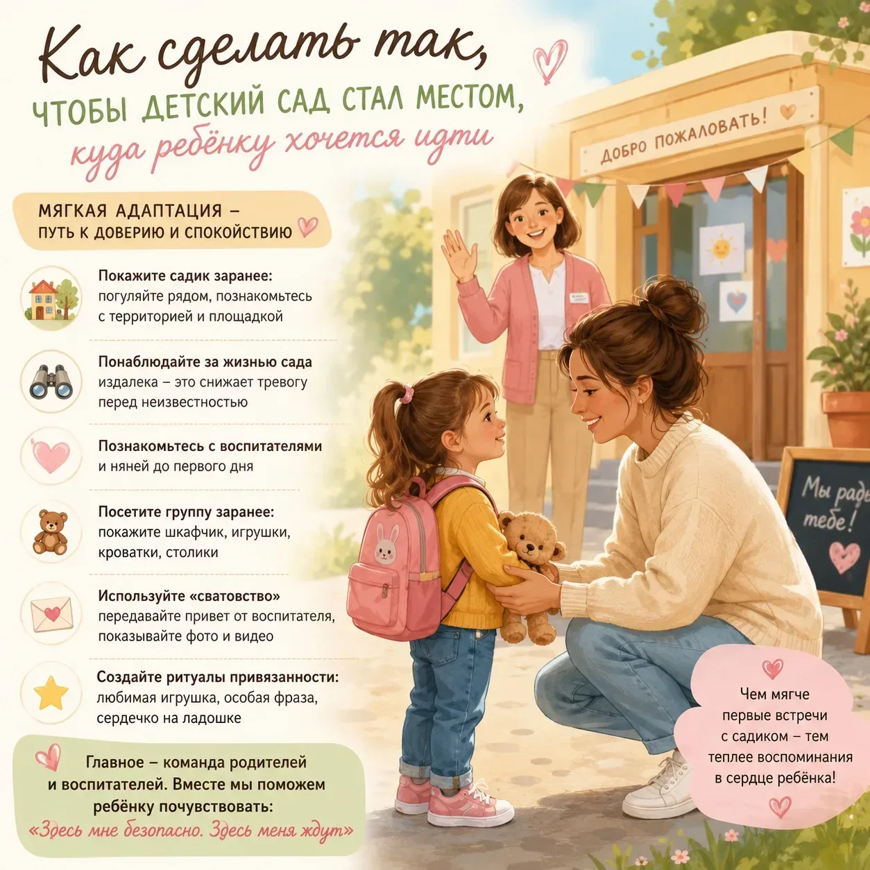 ✨ Как сделать так, чтобы детский сад стал местом, куда ребёнку хочется идти?
(для родителей и воспит