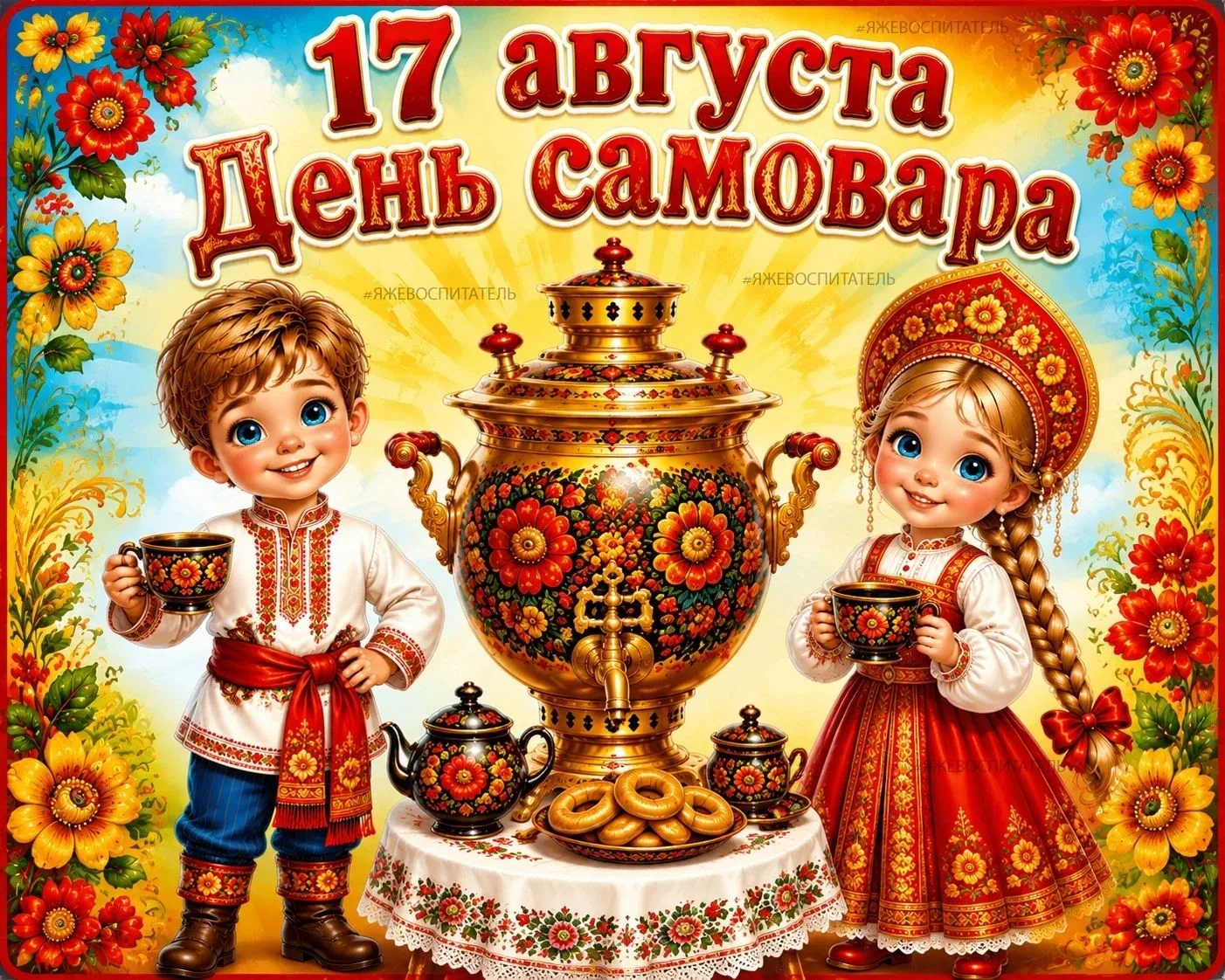 17 августа отмечается замечательный праздник-День  Самовара. Самовар- предмет русского ...