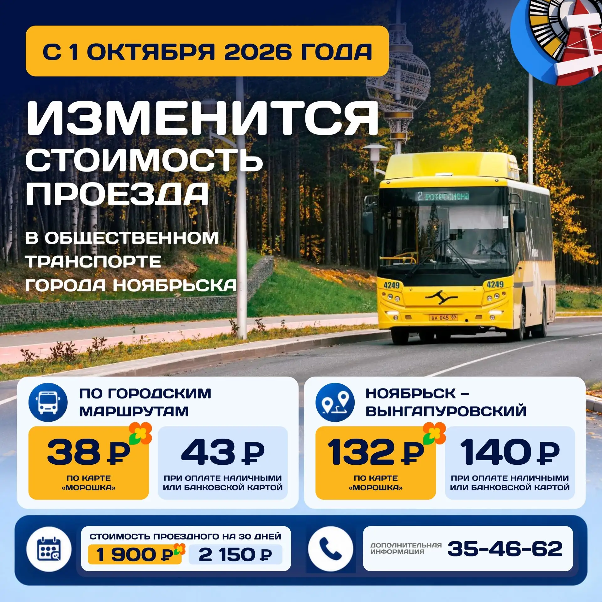 С начала октября на Ямале меняются тарифы на проезд в общественном транспорте.