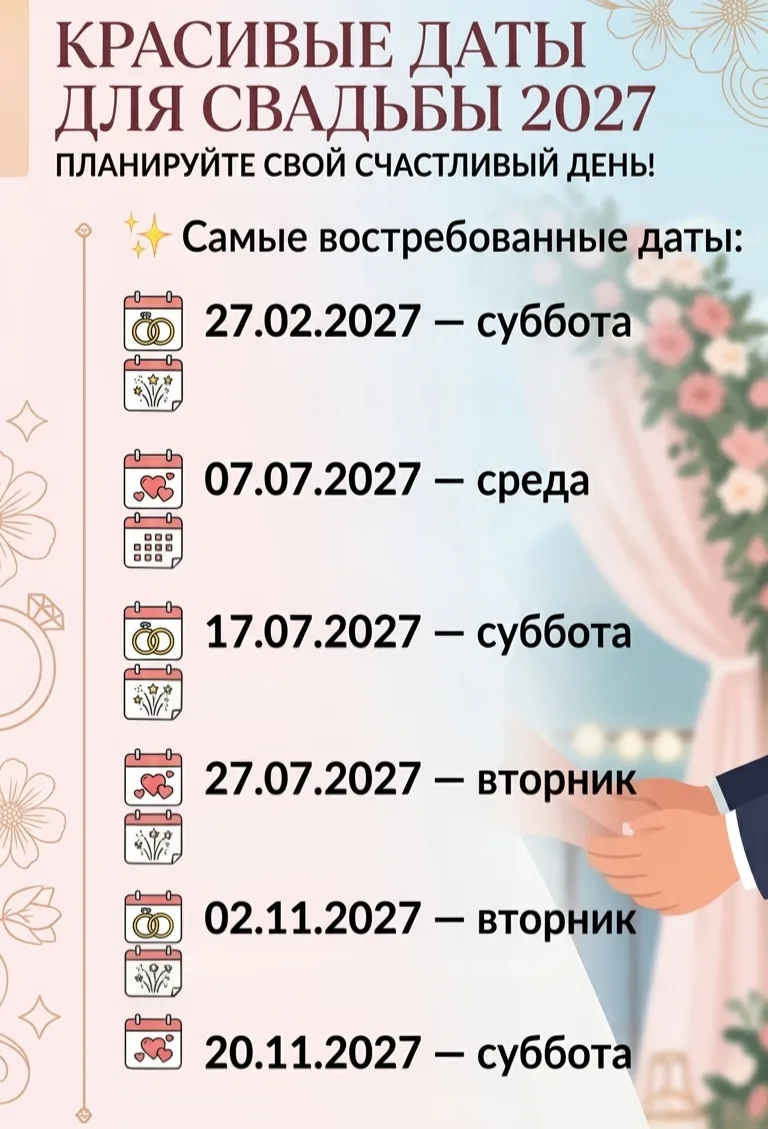 Планируете свадьбу в 2027 году? Время выбирать идеальную дату!