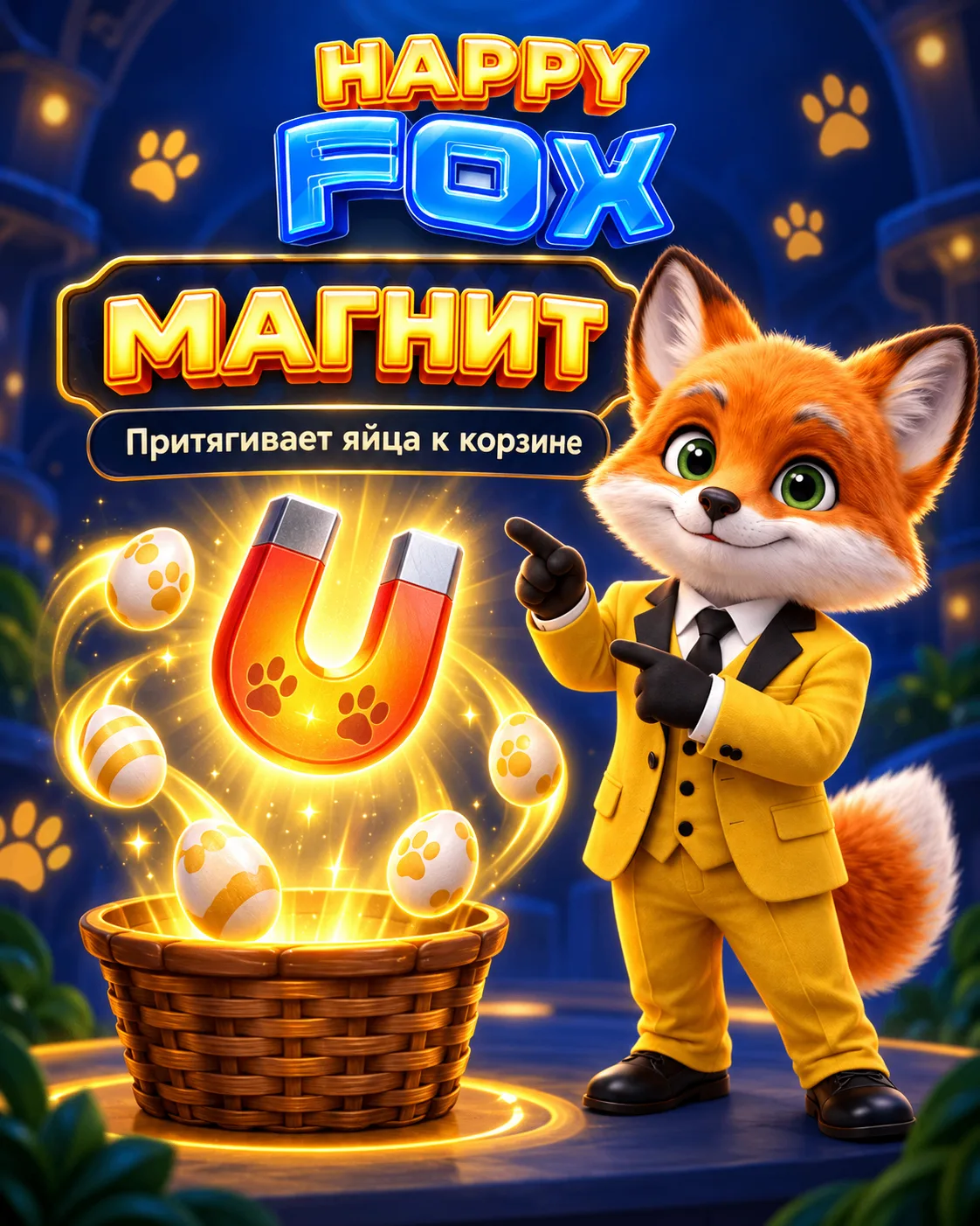 🧲 Магнит — когда яйца сами летят в корзину