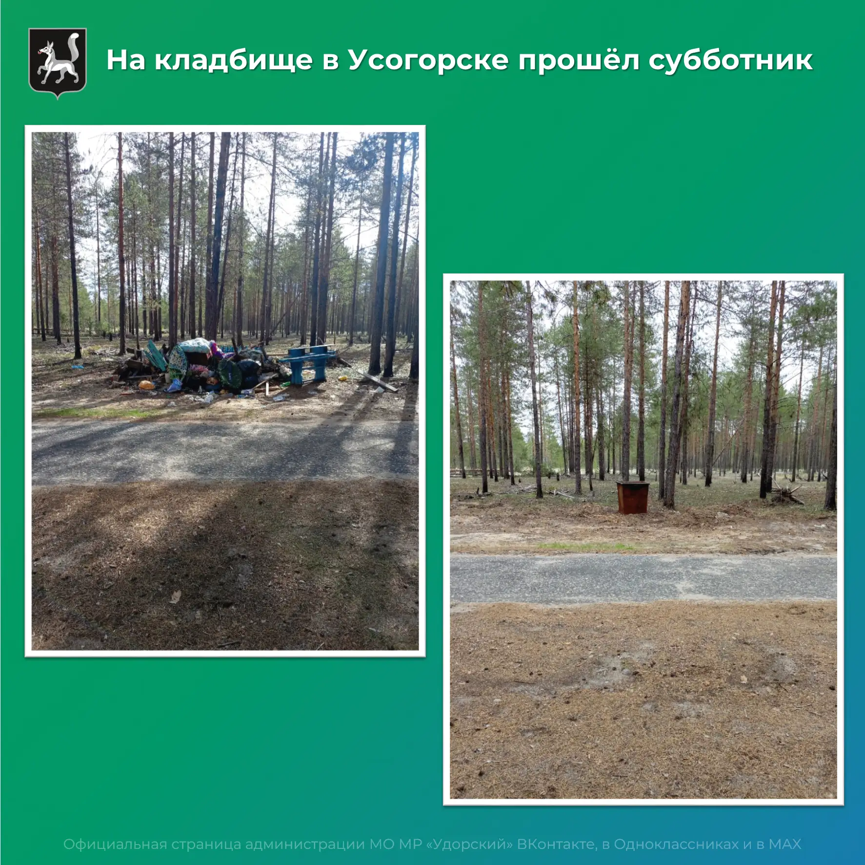🌱Субботник на кладбище в Усогорске: вместе навели порядок.