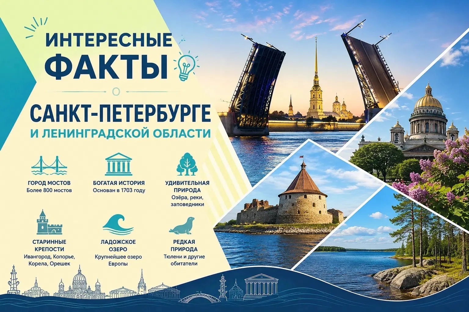 🏛️ Интересные факты о Санкт-Петербурге и Ленинградской области

Лето — отличное время, чтобы узнать