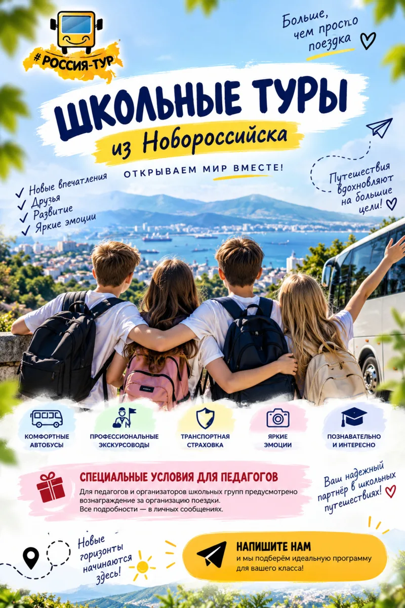 🎒 ШКОЛЬНЫЕ ТУРЫ ИЗ НОВОРОССИЙСКА — ПУТЕШЕСТВУЕМ ВСЕМ КЛАССОМ! 🚌