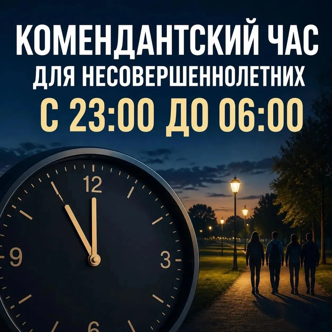 📢 Напоминаем о действии «комендантского часа» для несовершеннолетних.