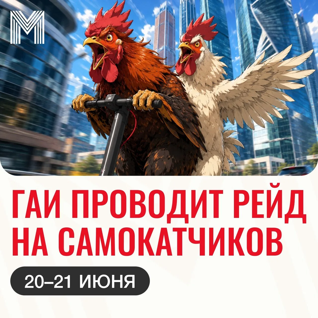 ❗ГАИ 20-21 июня будет ловить нарушителей ПДД на самокатах в Москве в рамках рейда