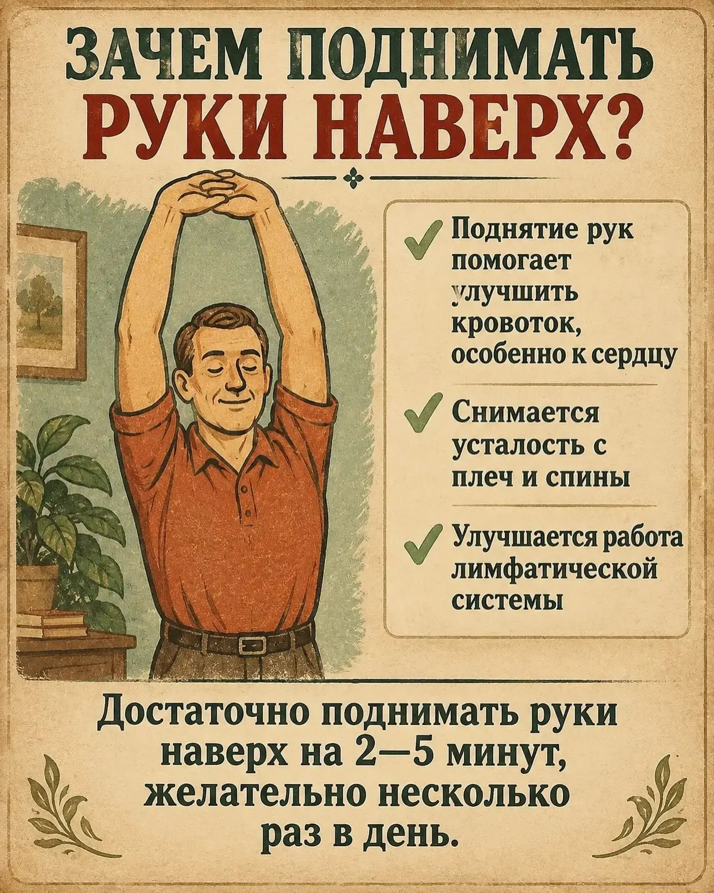 🙌 Зачем каждый день хотя бы ненадолго тянуться руками вверх?