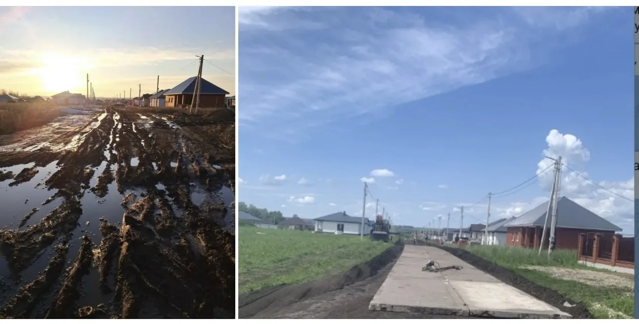 В Стерлитамакскшм районе, после жалобы местной жительницы на разбитую дорогу, на ул. 5-...