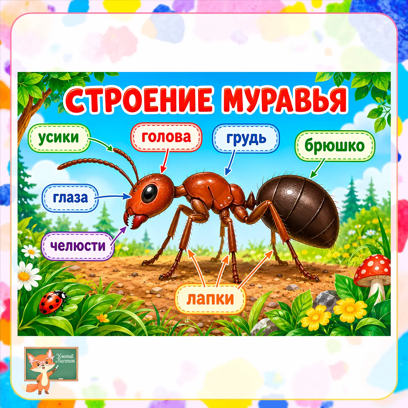 Плакат "Строение муравья" на 1, 2 и 4 листа от https://max.ru/lisenok_umka