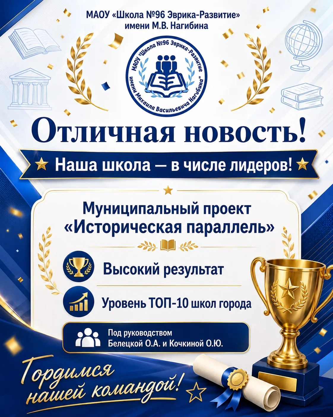 У нас отличная новость! 🎉

По результатам реализации муниципального проекта «Историческая параллель