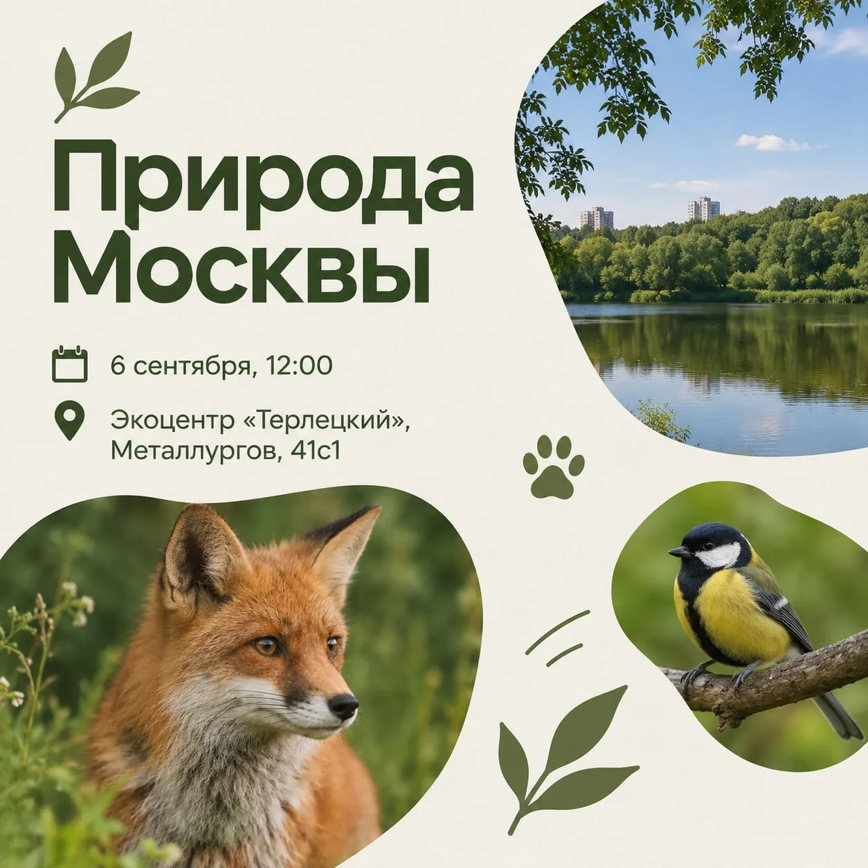 6 сентября в экоцентре «Терлецкий» пройдёт тематическое занятие «Природа Москвы» 🌿