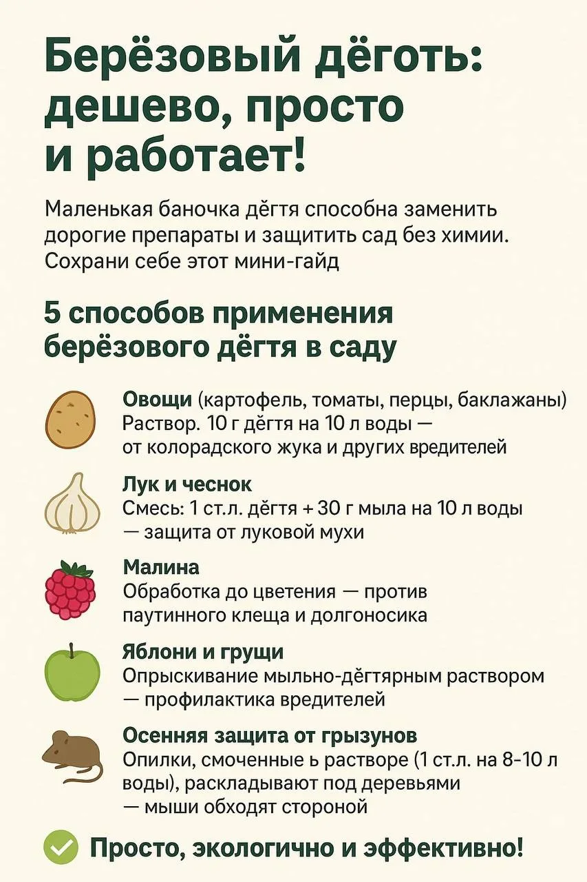 5 способов применения берёзового дёгтя в саду