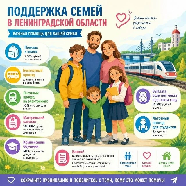▎Поддержка семей с детьми в Ленинградской области: что доступно в 2026 году