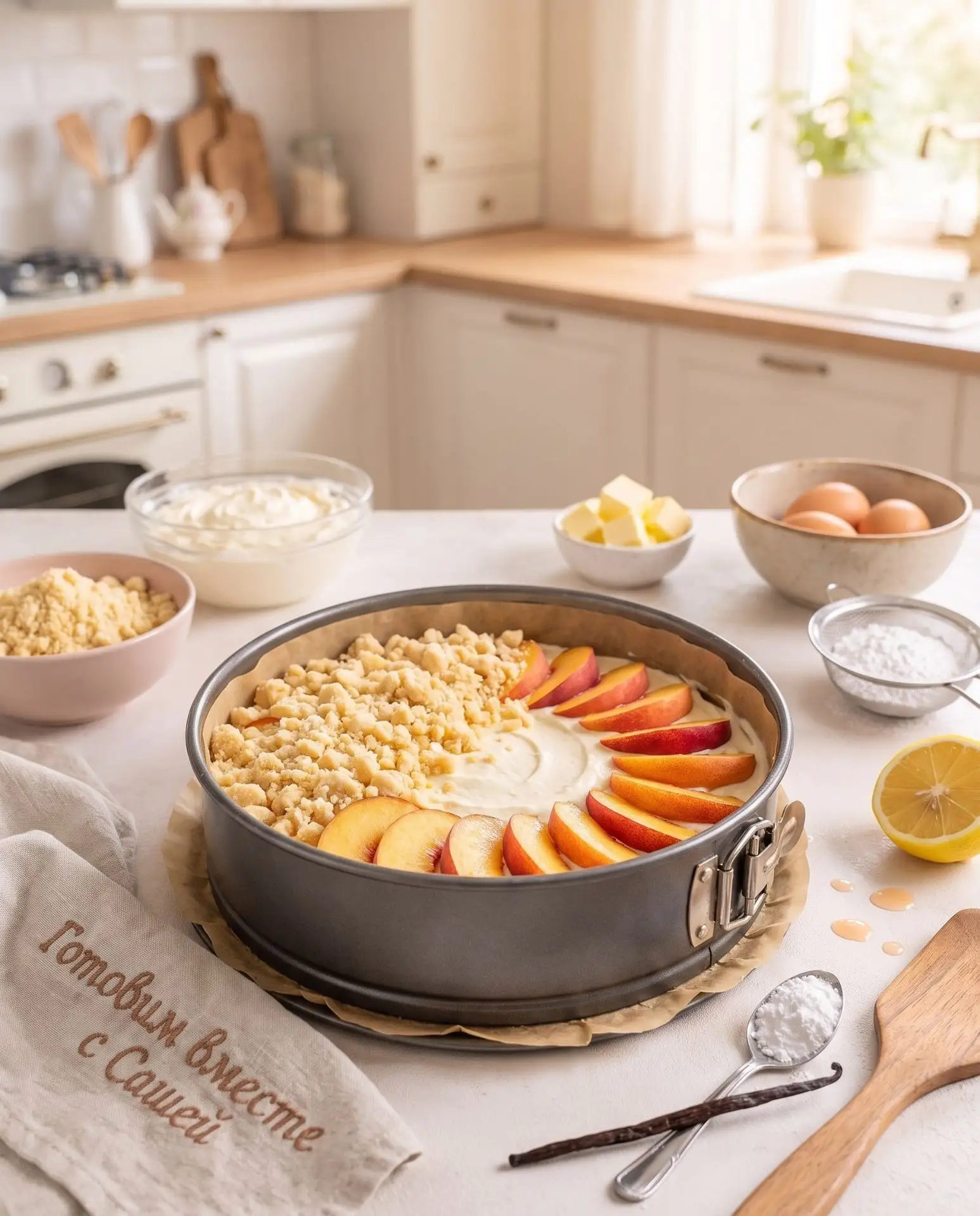 Творожно-персиковый пирог «Нежное облако» 🍑☁️

Ингредиенты (на форму 22–24 см)

Для масляной крошки