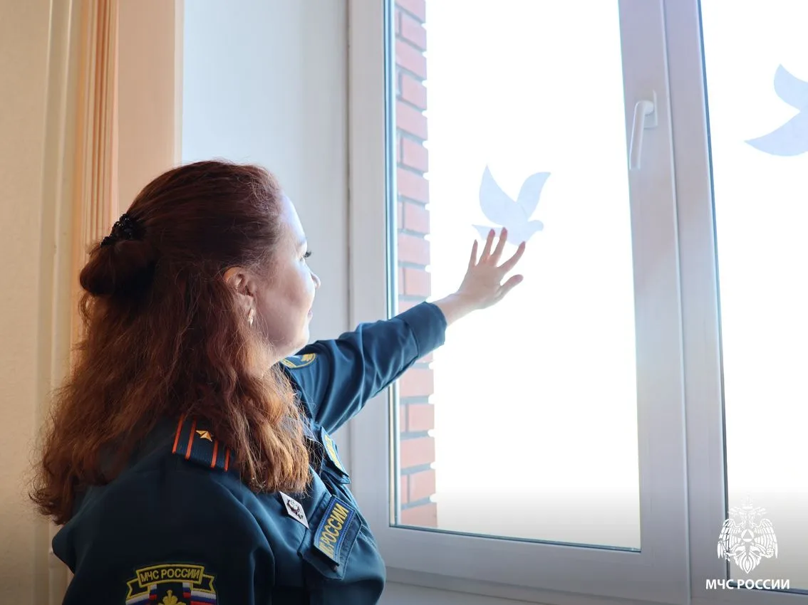 Томские спасатели украсили окна в знак памяти о Великой Победе   Сотрудники Главного управления МЧС 