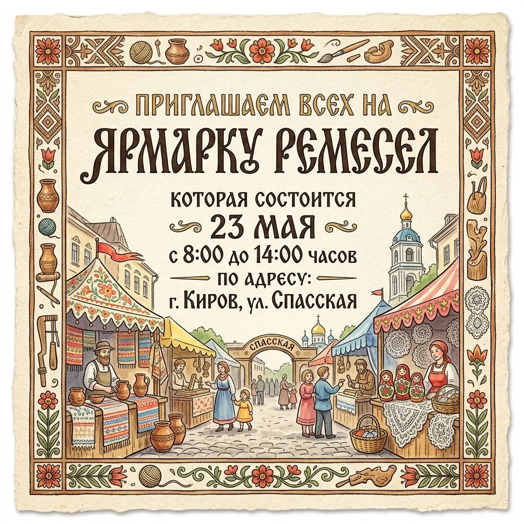 🎨✨ Приглашаем на «Ярмарку ремёсел» в Кирове!