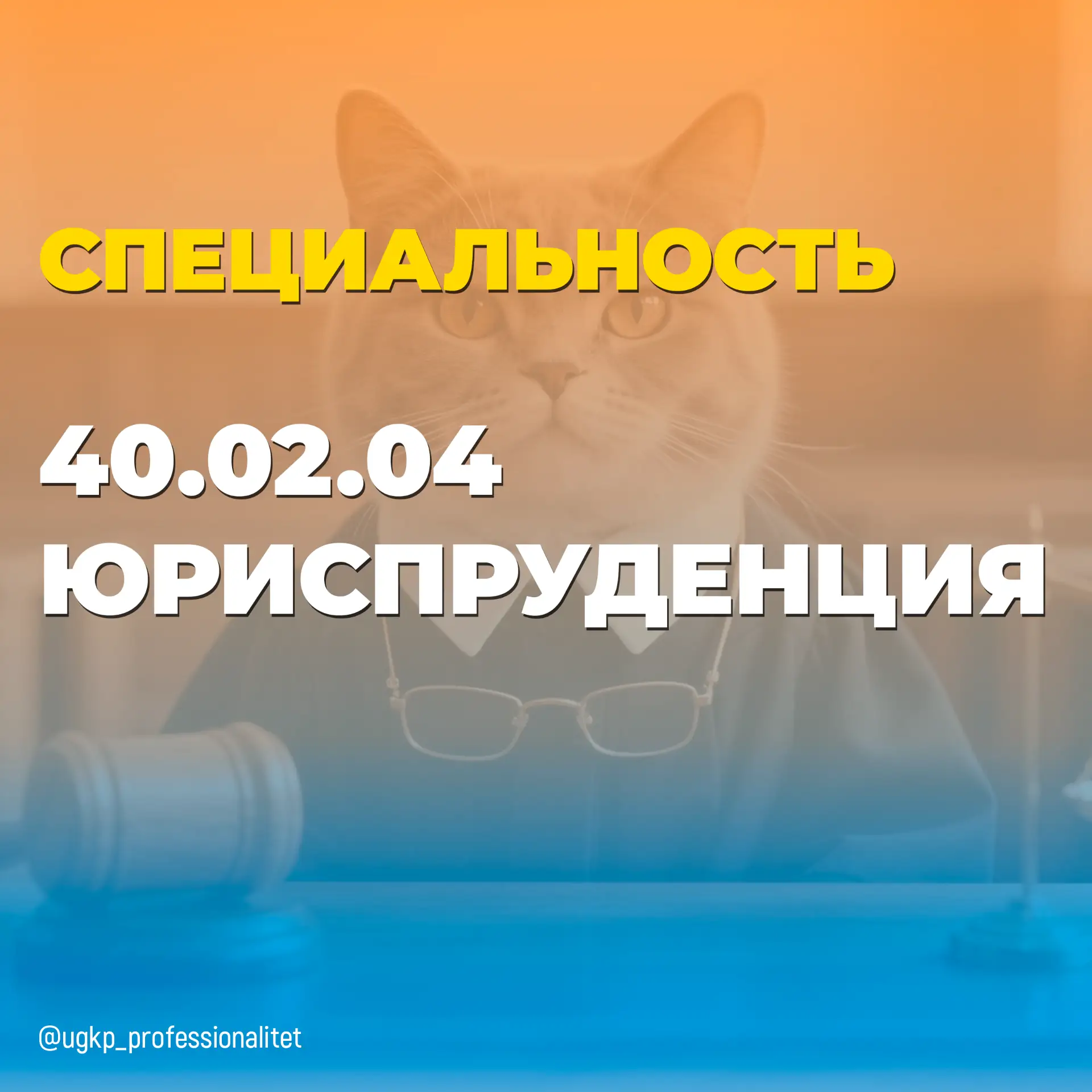 40.02.04 Юриспруденция

 Закон, справедливость, защита прав.
Юриспруденция — это про правовые нормы,