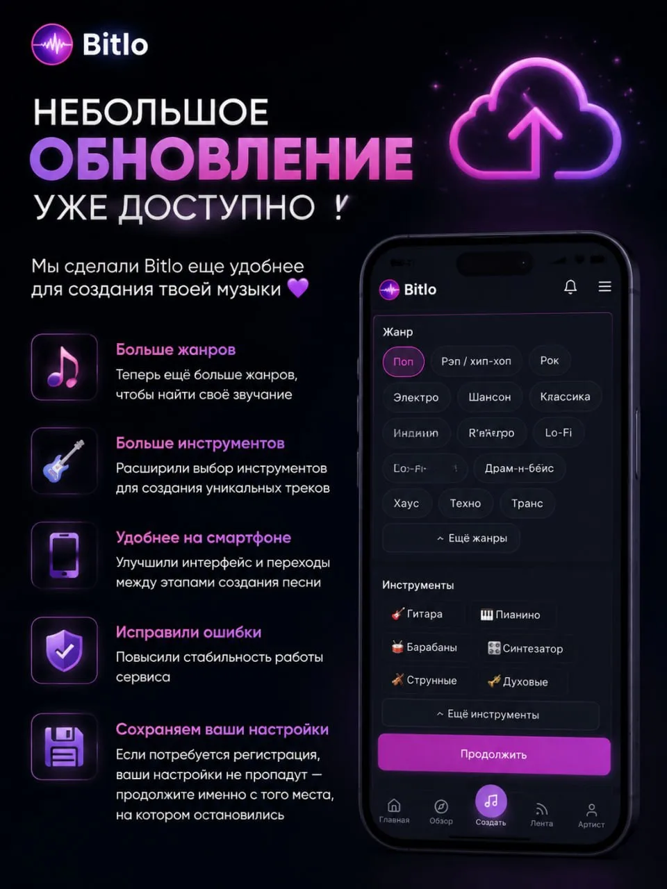 🎵 Небольшое обновление Bitlo уже доступно!