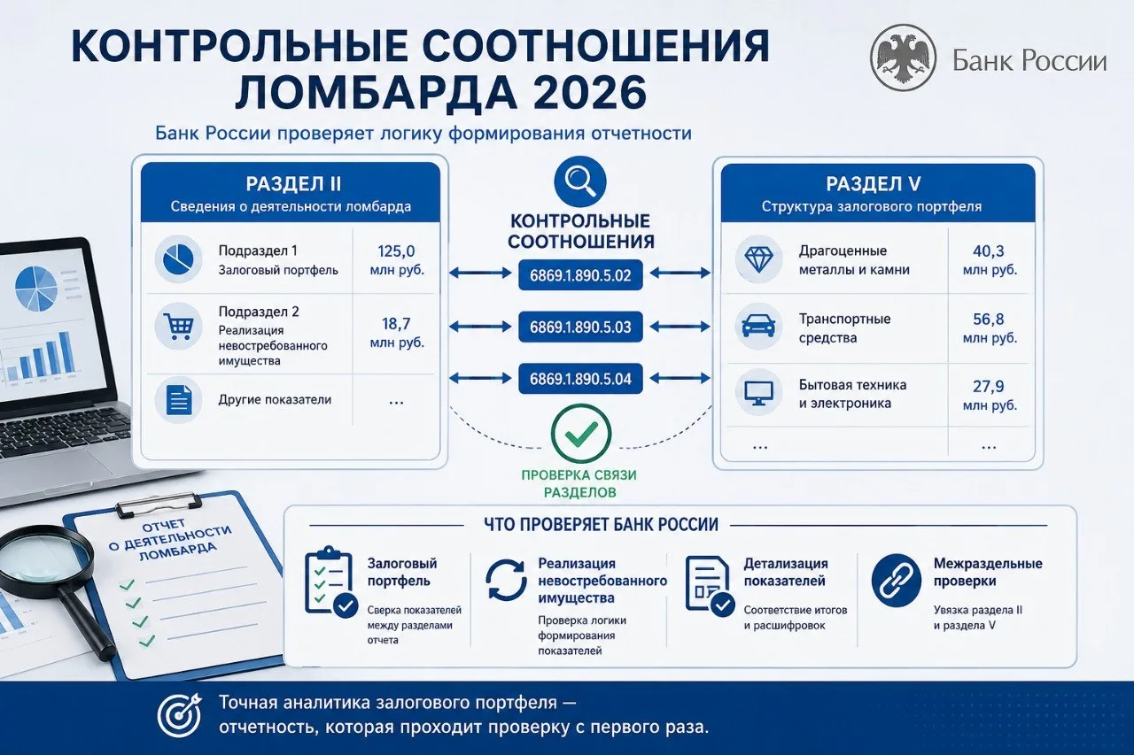 Контрольные соотношения для ломбардов: Банк России сверяет не только цифры, но и весь залоговый порт