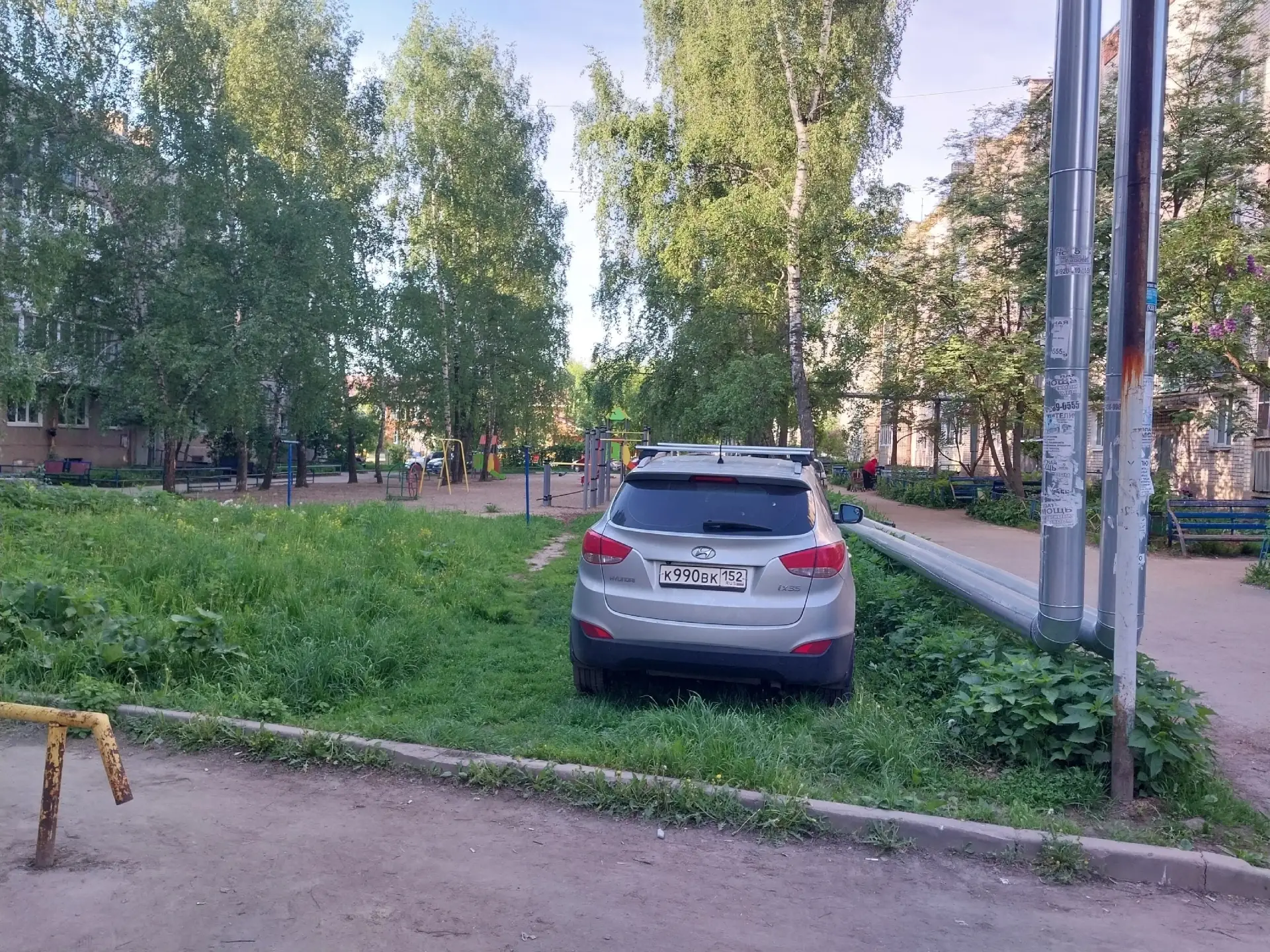 Сколько можно предупреждать, это газон.  Объясните своим гостям, что это детская площадка! Ждановски