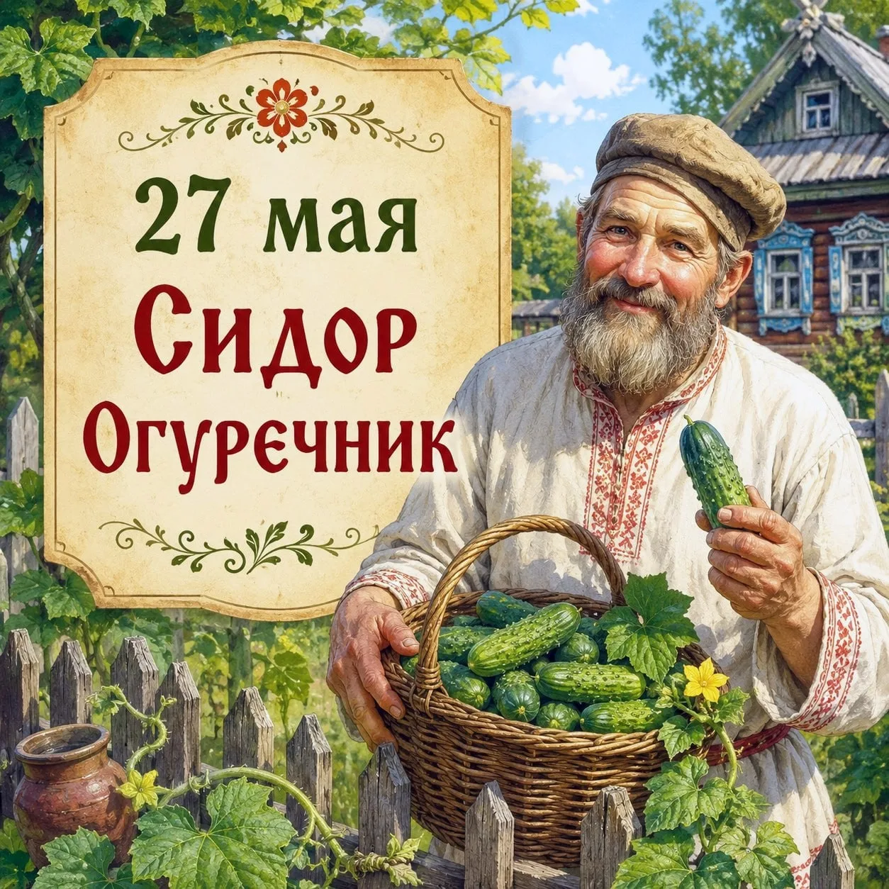 🥒🌿 27 мая — Сидор Огуречник 🌿☀️  В народном календаре 27 мая отмечали день Сидора Огуречника, или Си