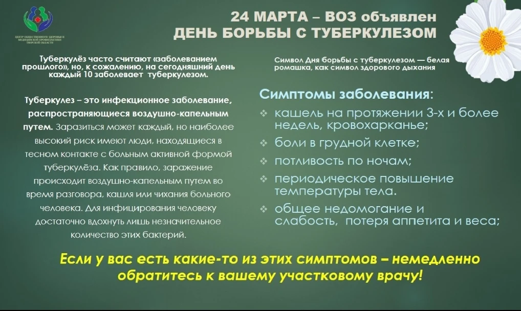 Неделя профилактики инфекционных заболеваний (в честь Всемирного дня борьбы против тубе...