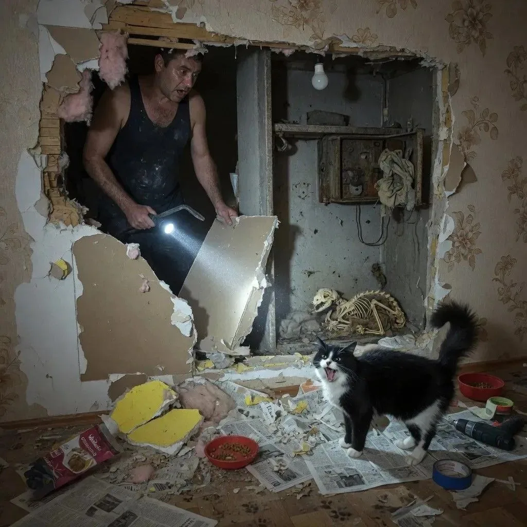 Купили двушку под ремонт. Завели кота. А кот начал странно себя вести: ложился у стены ...