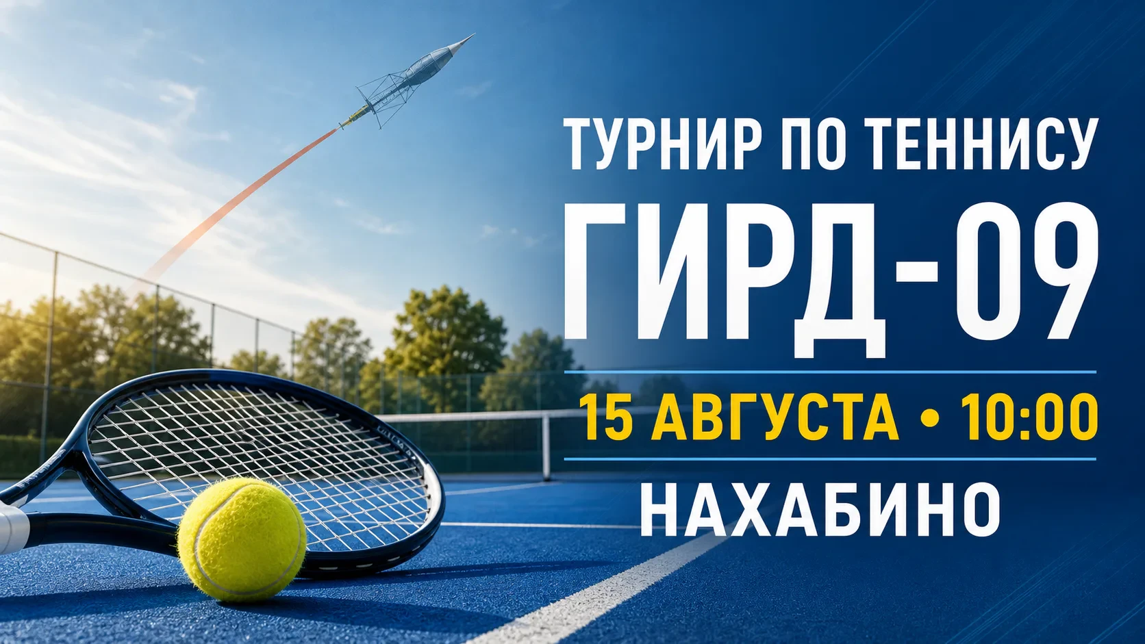 📣 Турнир по теннису «ГИРД-09» — 15 августа