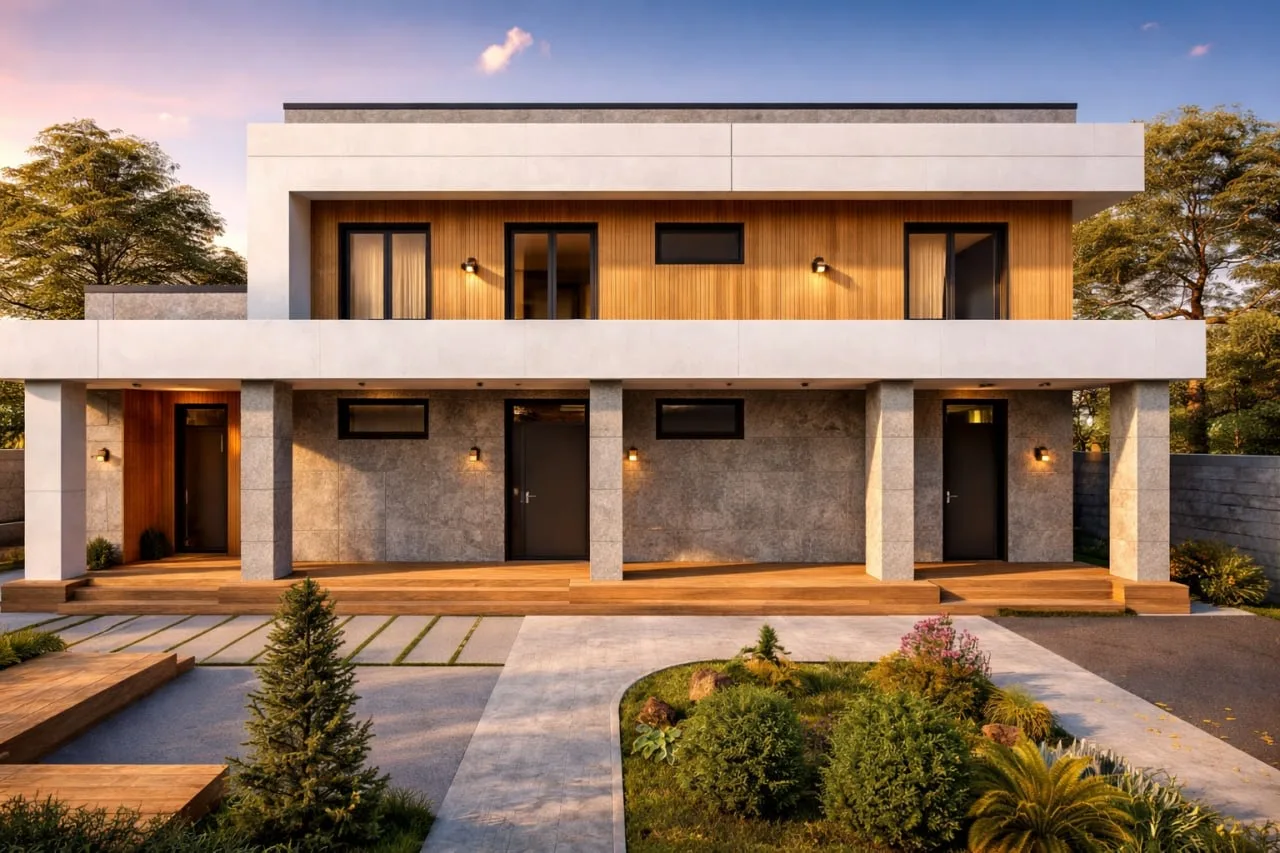 🏠 Современный дом с плоской кровлей для большой семьи