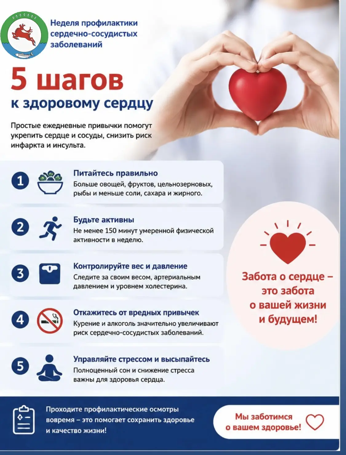 ❤️ 5 простых шагов к здоровому сердцу