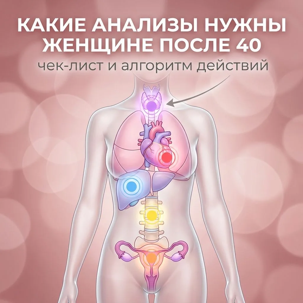 🩺 Какие анализы нужны женщине после 40 — чек-лист и алгоритм действий