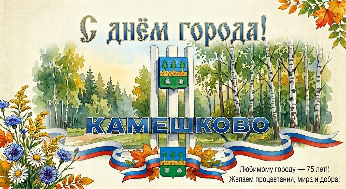 Уважаемые жители Камешковского округа!

Поздравляем вас с Днем России, 75-летием города Камешково
и 