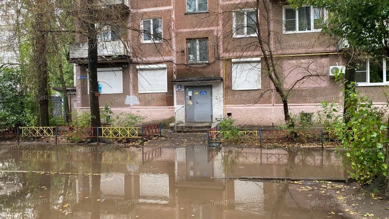 Жители улицы Маршака в Воронеже жалуются на затопленный двор