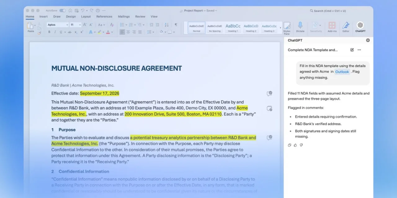 Официальная надстройка ChatGPT появилась в Microsoft Word