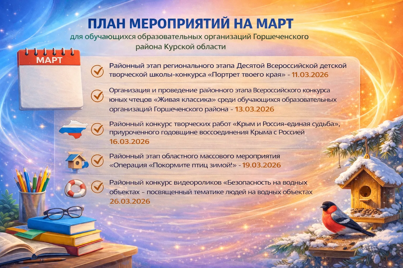План мероприятий на март уже готов! Дорогие обучающиеся и педагоги образовательных орга...